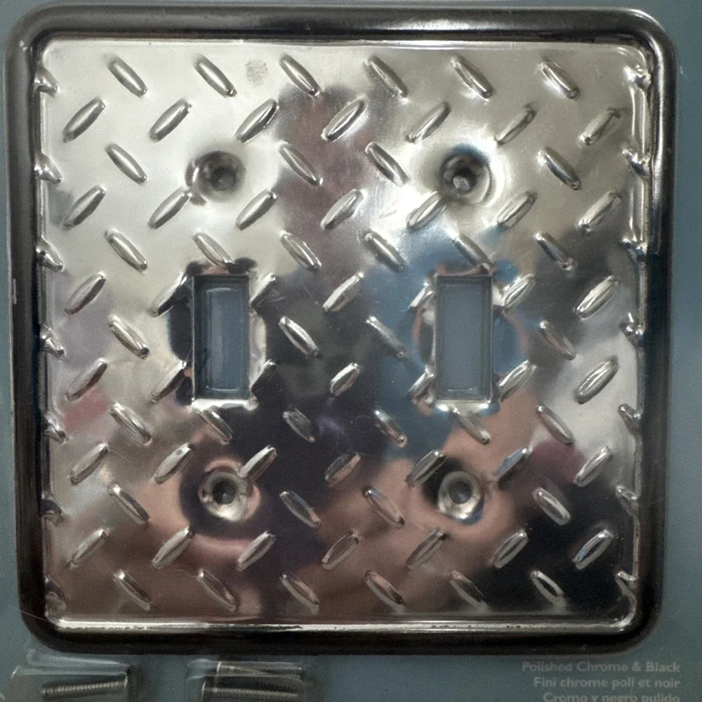 Brainerd Diamond Plate Polished Chrome Double Toggle Wall Plate‎ Mancave Father